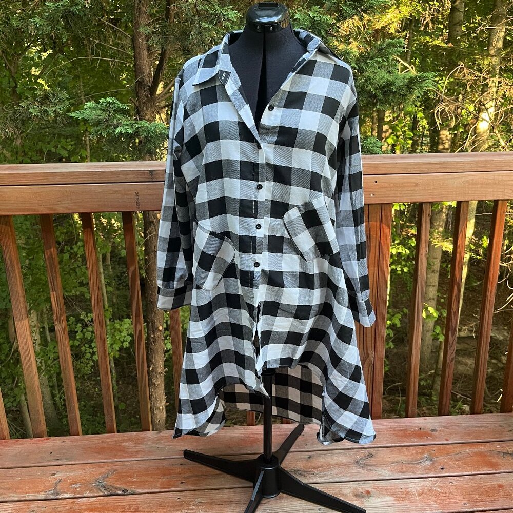 Olrain Black and White Plaid Dress